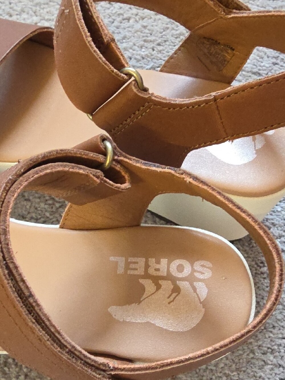 Brand New. Sorel Brown Platform Wedge Sandals with Ankle Strap Size 6.5 Women - Picture 2 of 9